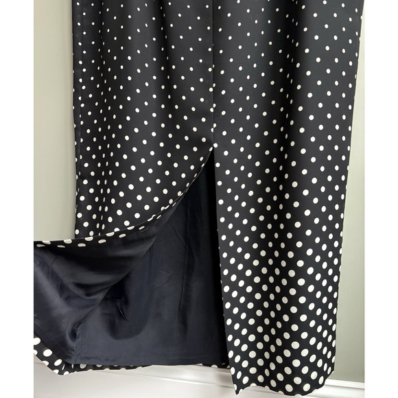 Maggy London Black Cream Polka Dot Gradient Maxi Dress Cut out Tie Back 14 - Picture 9 of 13